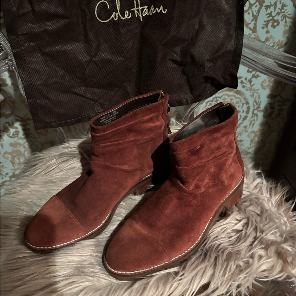 Cole Haan Rust Suede Ankle Boots
